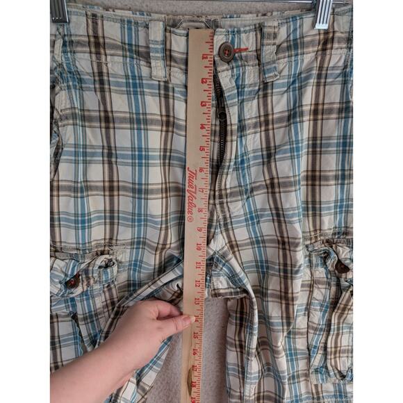 American Eagle Cargo Shorts Mens 28 Plaid Preppy Longer Length - Picture 4 of 12